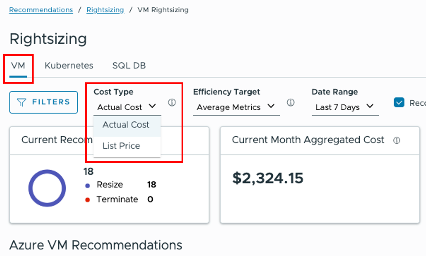 azure vm actual cost