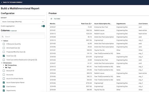 Multidimensional Reporting Azure Image from March 14, 2019 Product Update.