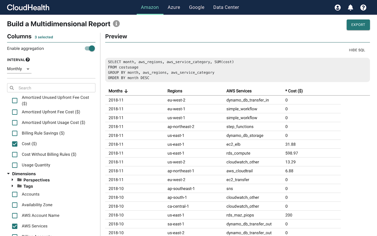 Multidimensional Reporting UI November 20, 2018