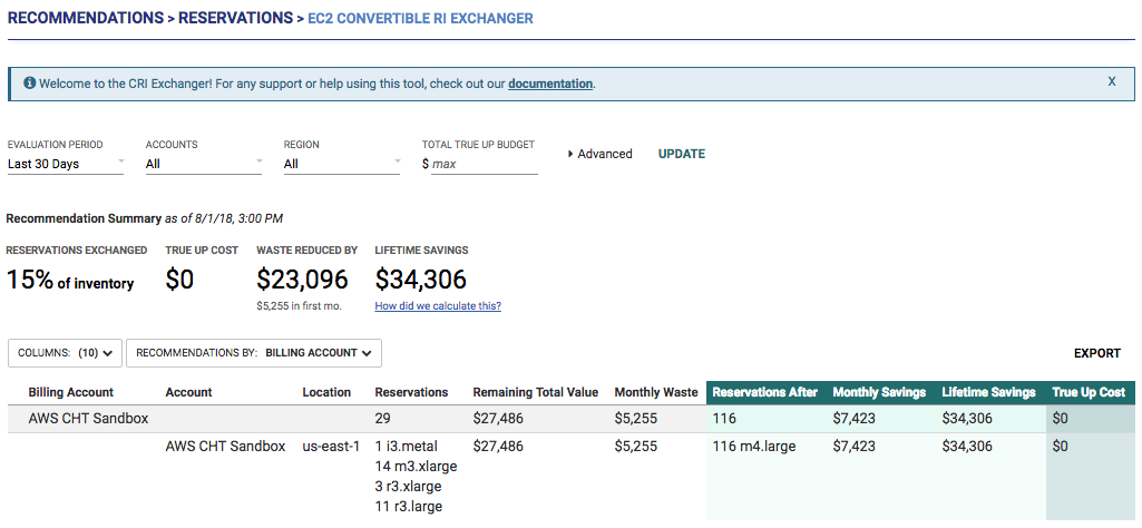 Convertible Reserved Instance Exchanger August 2, 2018