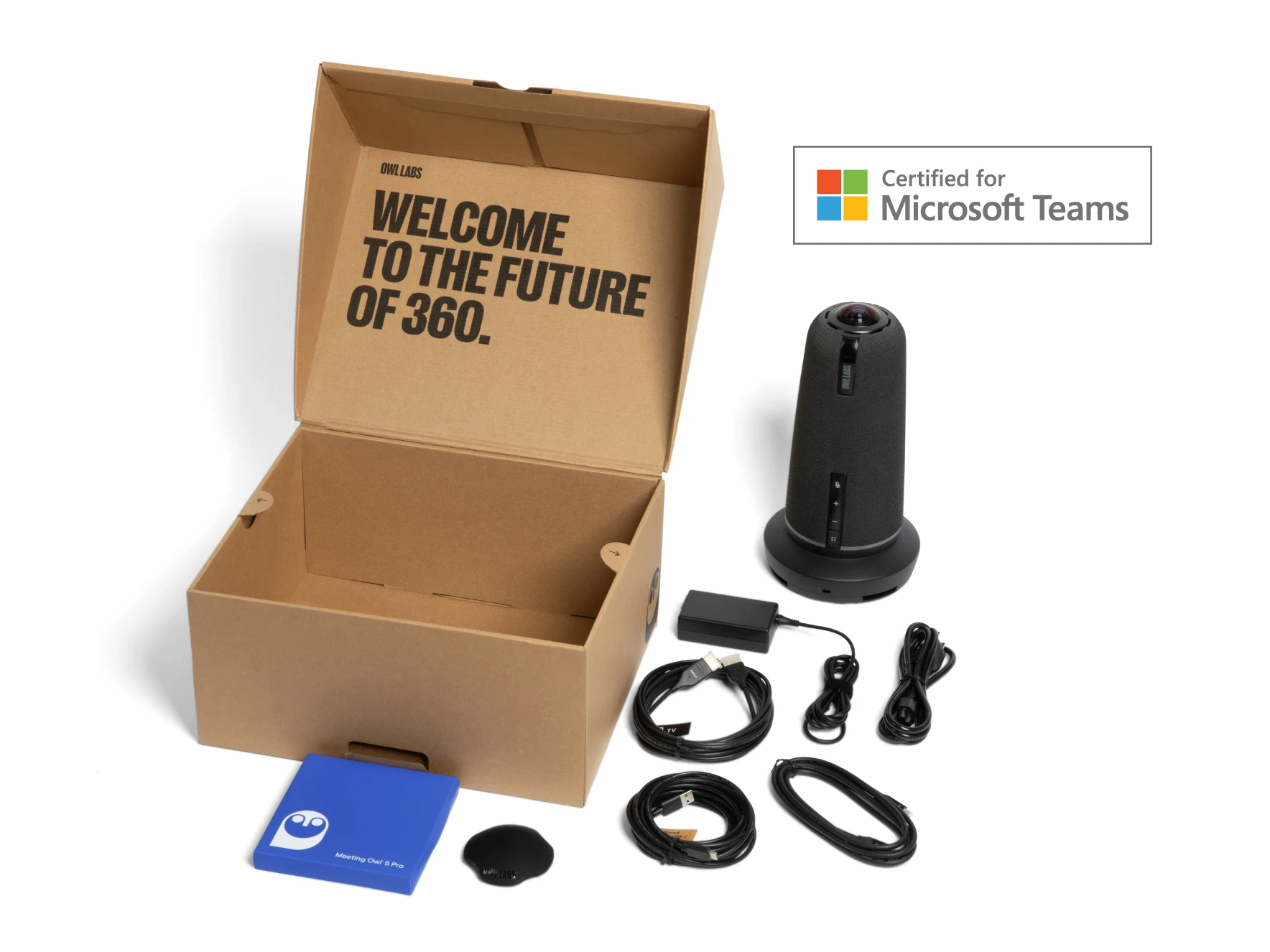 Meeting Owl 5 Pro Box Contents and Microsoft Teams Certified