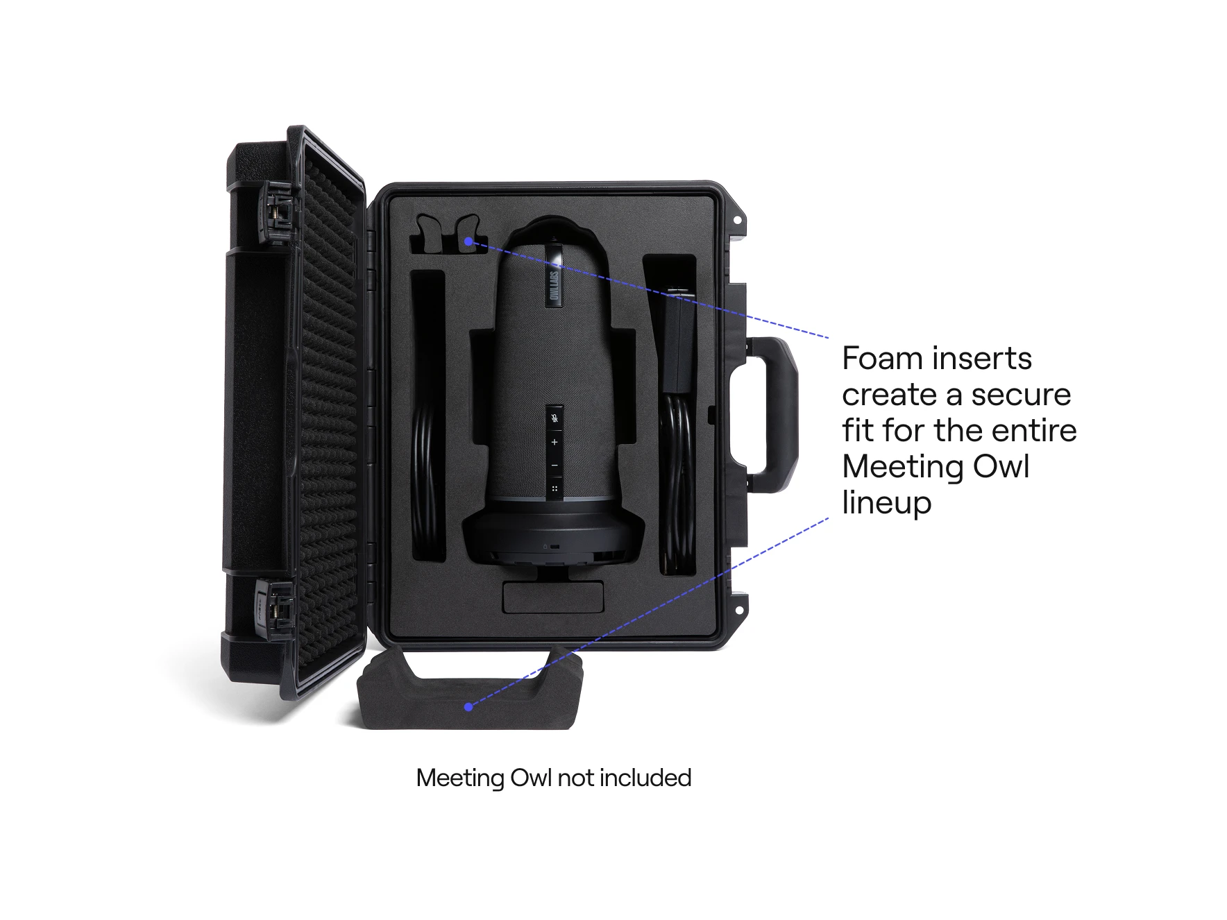 Meeting Owl Hard Case with inserts feature and explainer