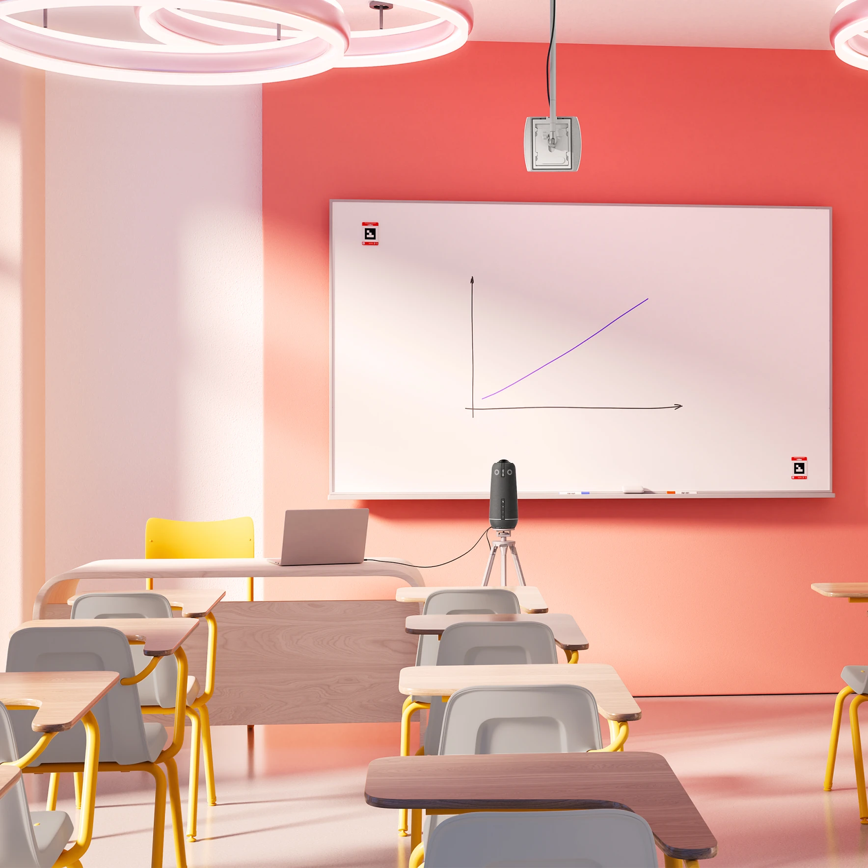 Classroom Technology Setup Featuring Owl Labs Video Conferencing Devices