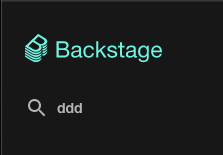 a search box in the sidebar under a Backstage logo