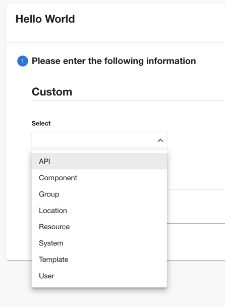 Screenshot: drop down with API options