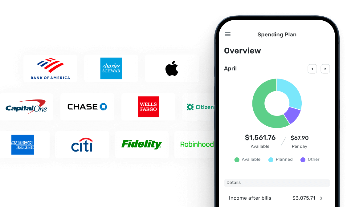 Over 16,000 financial connections, displaying Bank of America, PNC bank, KeyBank, Liberty, Citizens Bank, Northwest Bank, Cambridge, CHASE, WELLS FARGO, etc.
