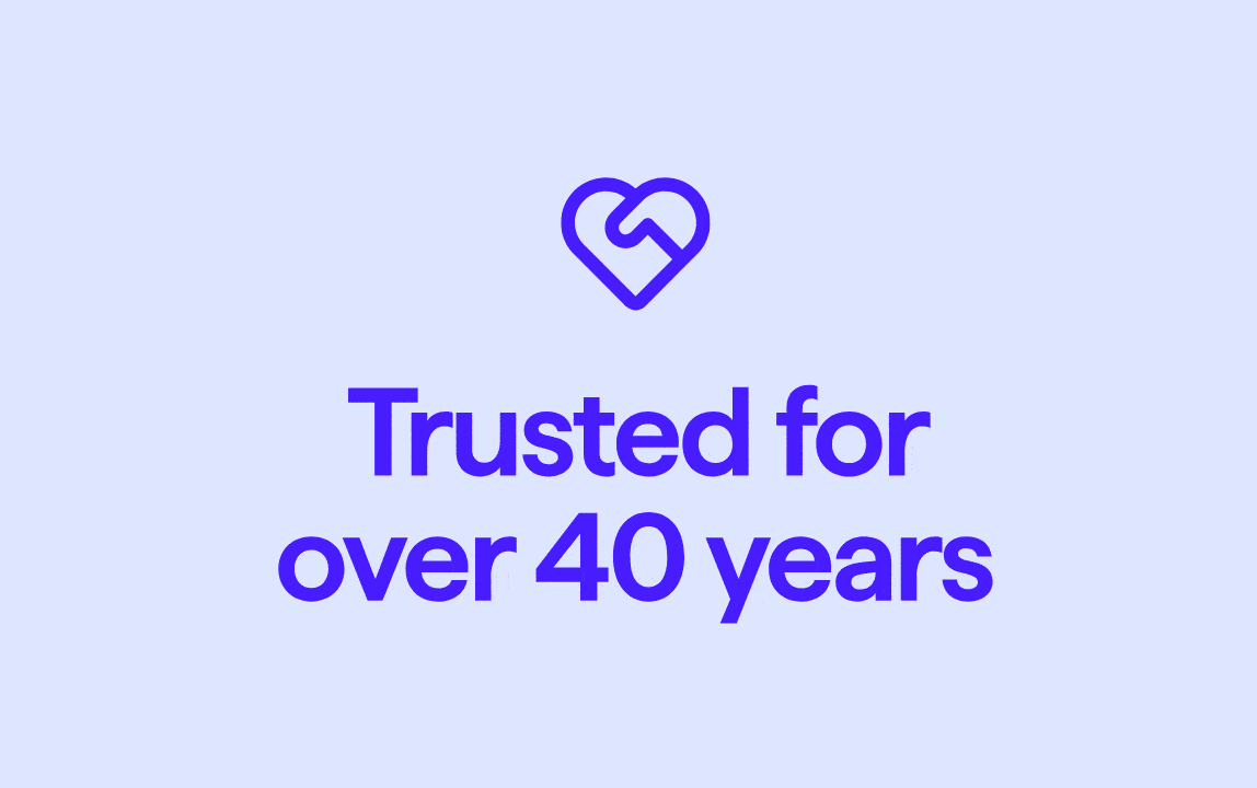 Purple animated image displaying that Quicken has been trusted for over 40 years, has bank-grade security, won't sell your personal data, and has a money-back guarantee