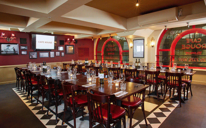 Rotating gif of various private dining spaces at Cafe Rouge Rotating gif of various private dining spaces at Cafe Rouge