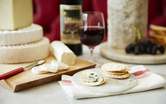 Cheese board and crackers Cheese board and crackers