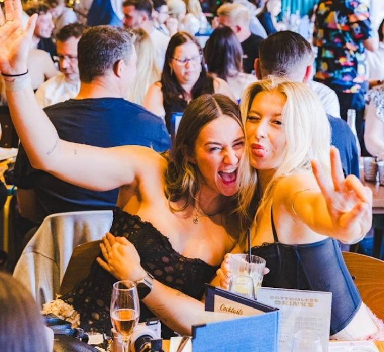 Girls celebrating a hen party with 2 hours of Bottomless Brunch at Las Iguanas Girls celebrating a hen party with 2 hours of Bottomless Brunch at Las Iguanas