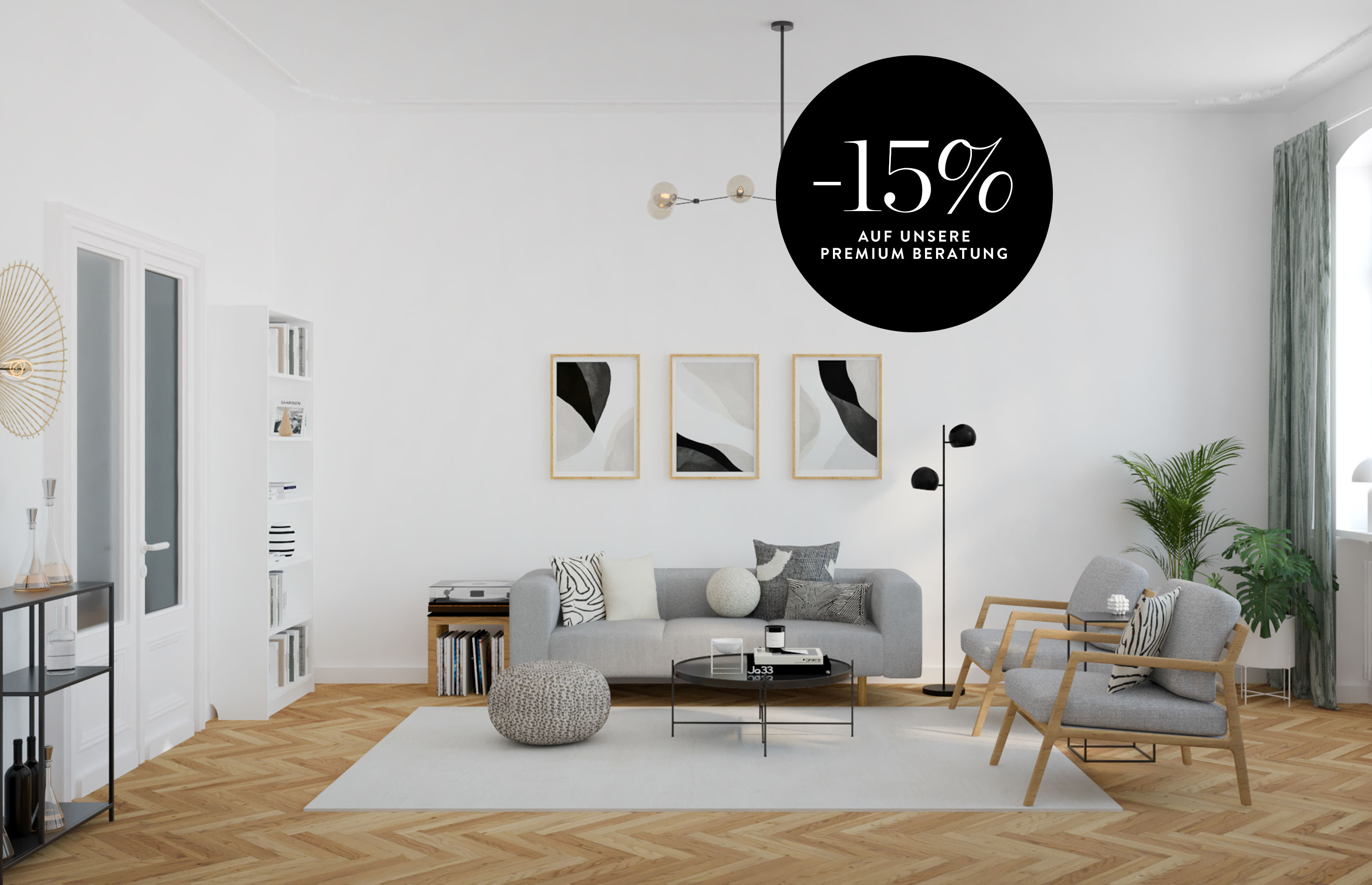 Von der Einrichtungsberatung Westwing Studio individuell eingerichtetes Wohnzimmer mit trendigem Sofa