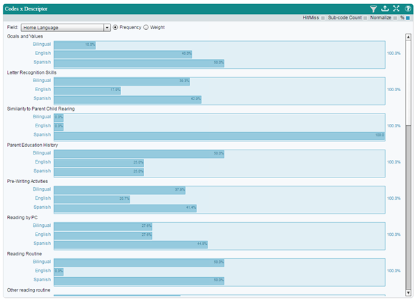 Screenshot of the Codes x Descriptor Chart with Normalization Off