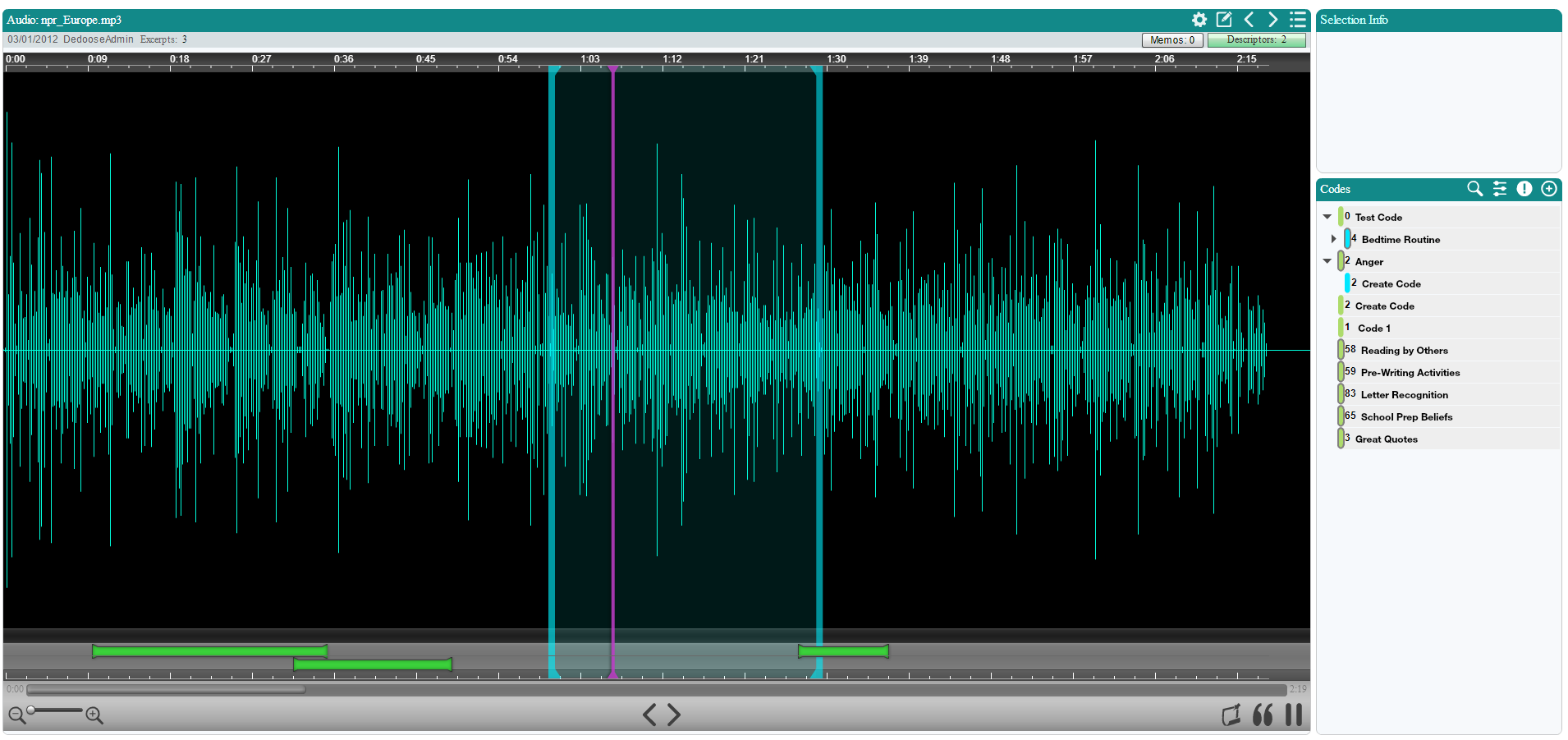 Screenshot of the Audio Viewer