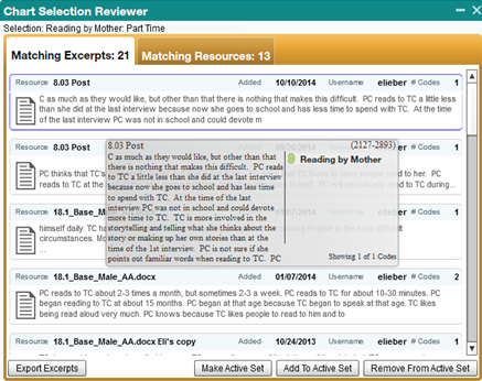 Screenshot of the Chart Selection Reviewer