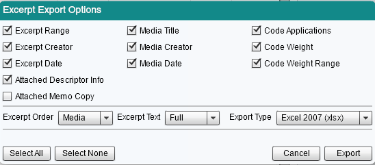 Excerpt-Export-Options