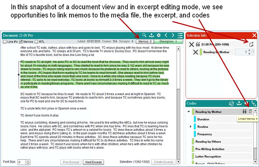 Screenshot Showing Where Memo's can be Added to a Document