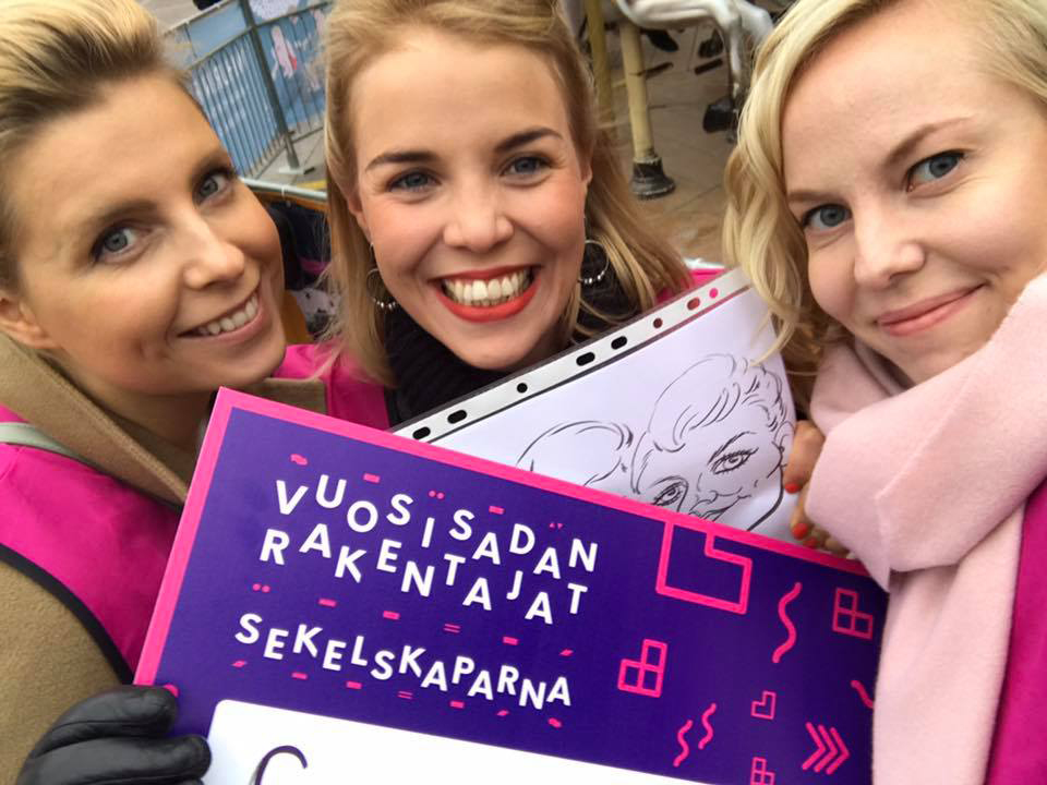 Someturvan perustajat Suvi Uski (vas.), Minttu Salminen ja Jenny Rontu.