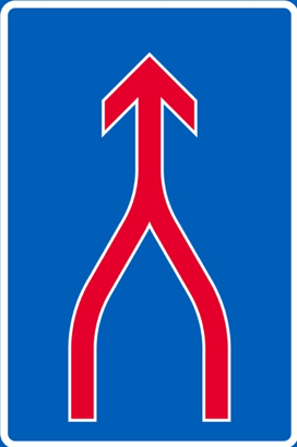 Kaistojen yhdistyminen.