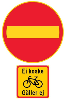 Kielletty ajosuunta ei koske polkupyöriä.
