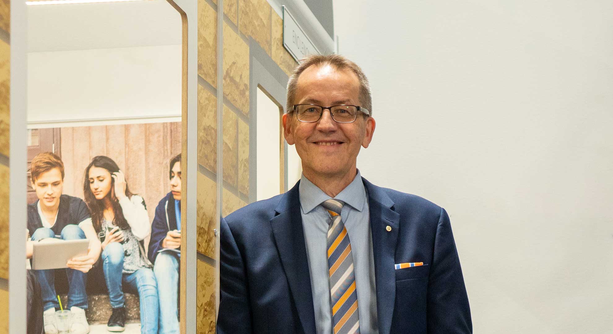 OP Pohjois-Savon toimitusjohtaja Seppo Pääkkö vierailulla Itä-Suomen Yrityskylässä.