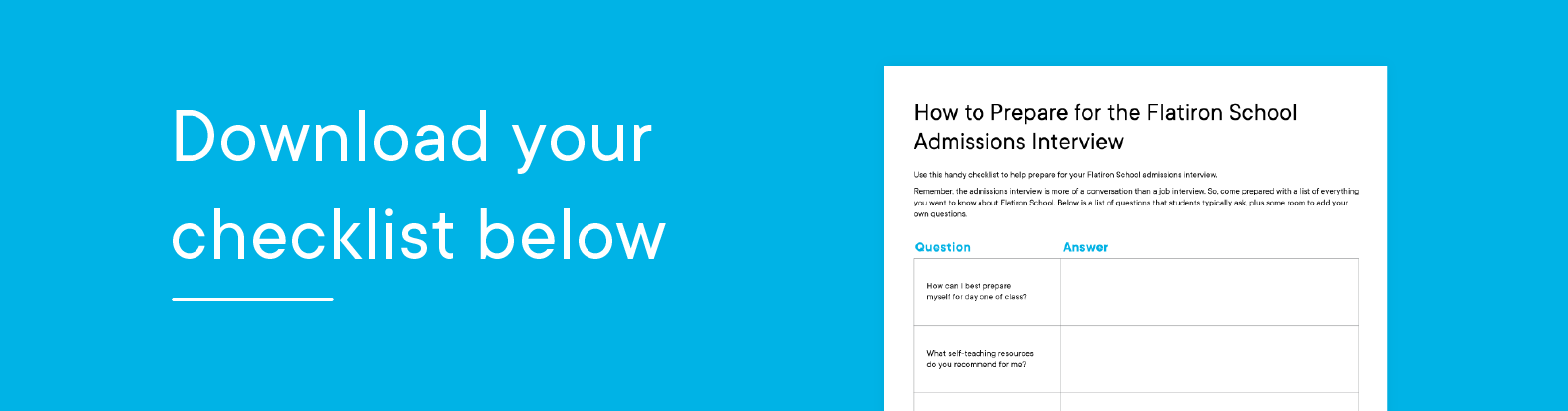 Download your checklist for how to prepare for the admissions interview