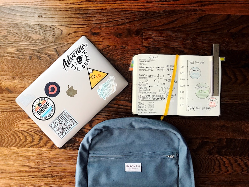 macbook with supplies