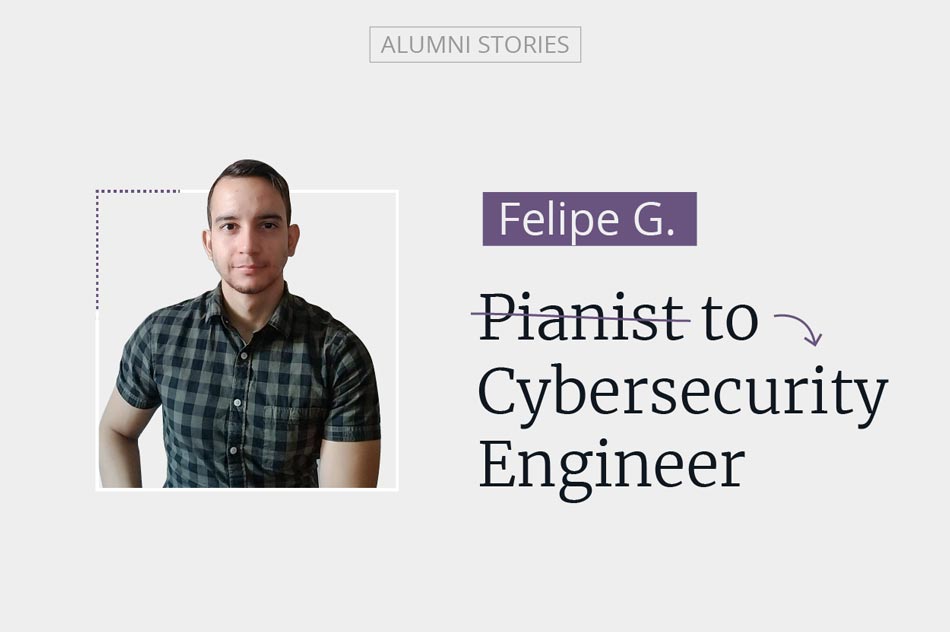 Bio photo of Felipe Giraldo Marin. Pianist to cybersecurity engineer