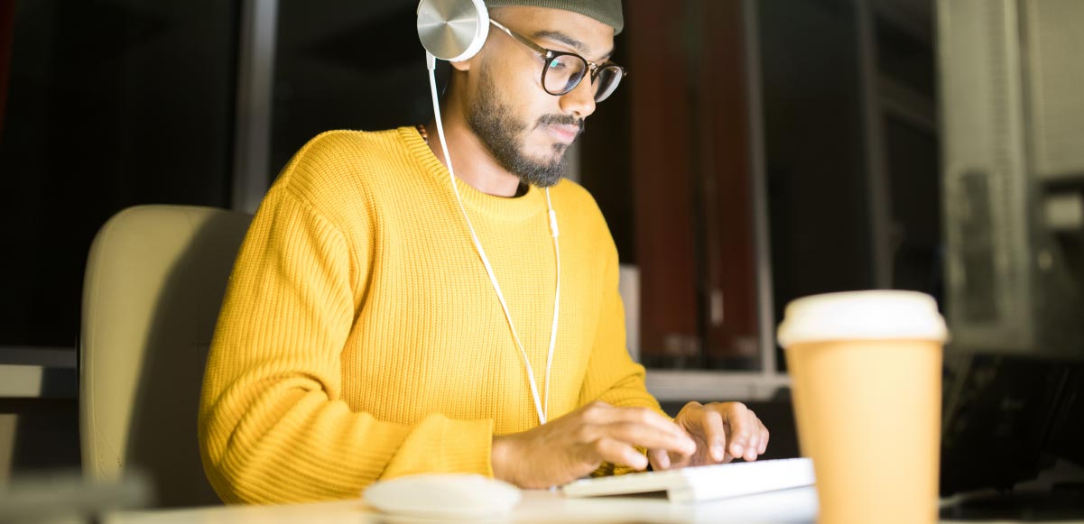 Man learning data science while at home