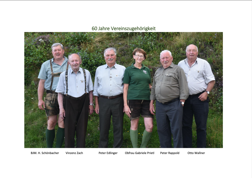 60 Jahre Vereinszugehörigkeit mit Namen