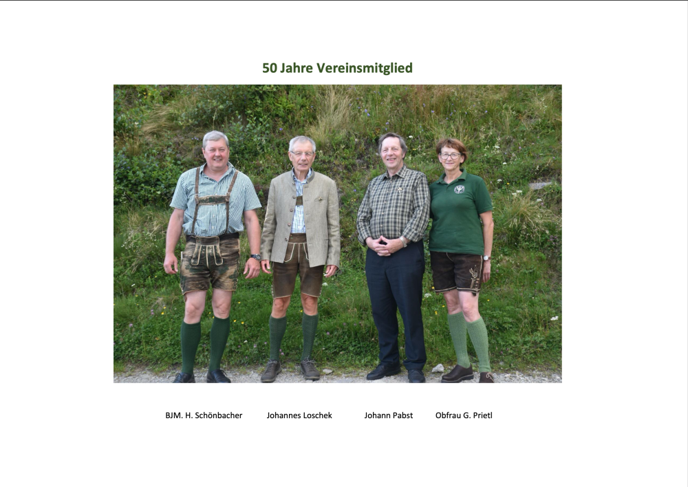 50 Jahre Vereinszugehörigkeit mit Namen