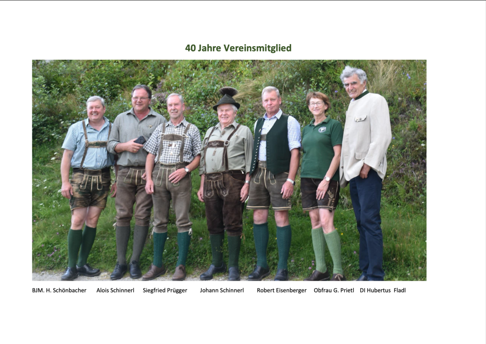 40 Jahre Vereinszugehörigkeit mit Namen