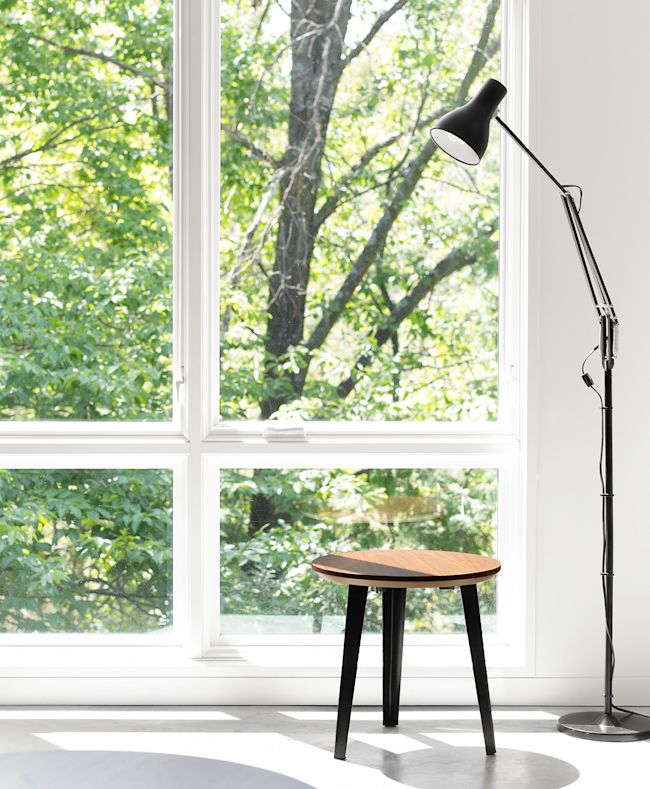 The Floyd Side Table in Walnut with Black Legs