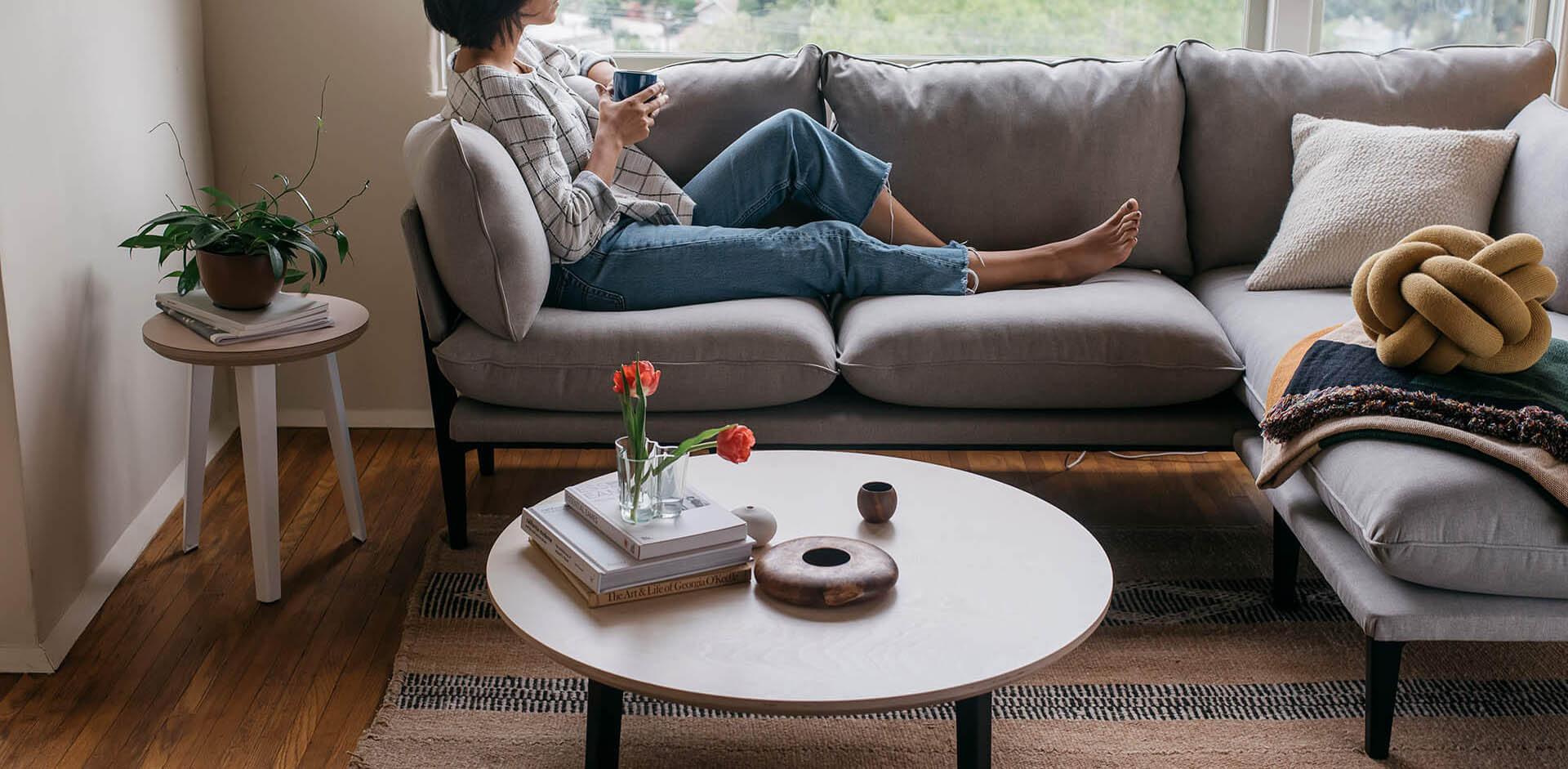 La living room with sofa and coffee table 1