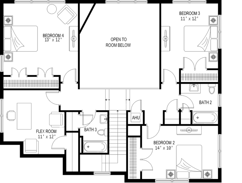 The 2D floor plan for River Dog's upper level.