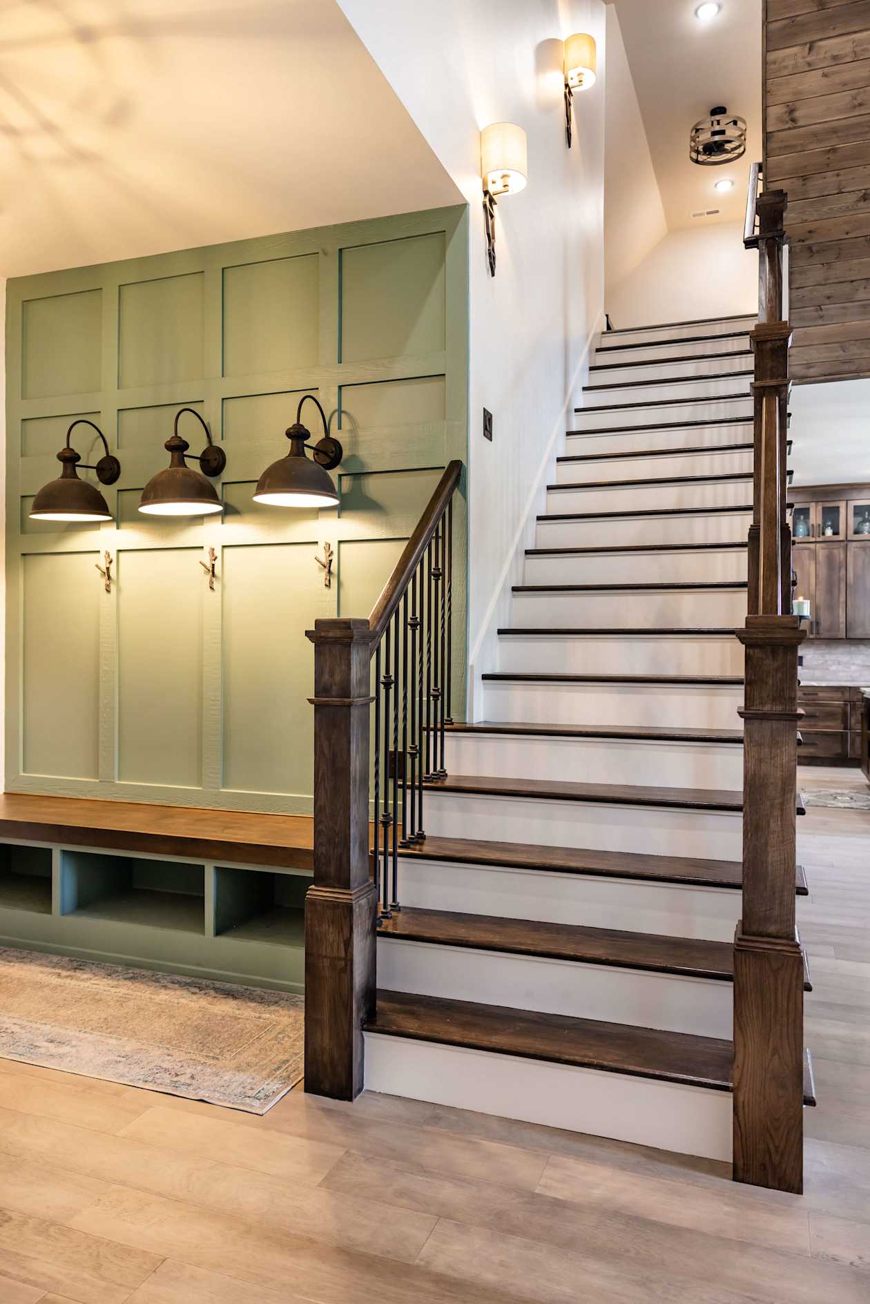 We built this custom entryway for the clients, as well as the stairs.