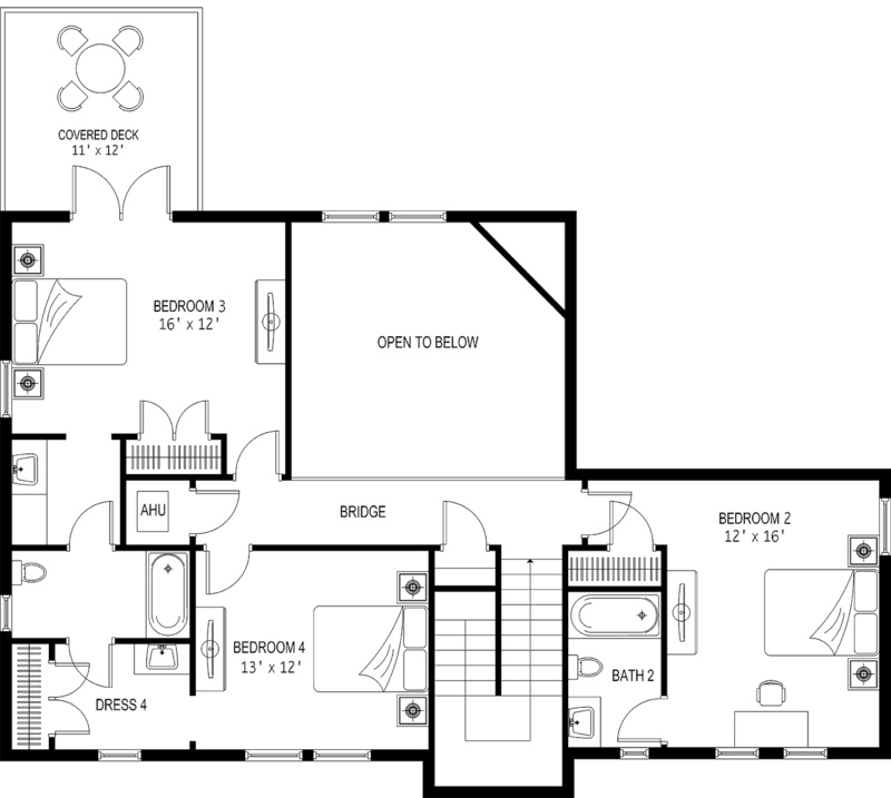 The 2D floor plan for Up Dog's upper level.