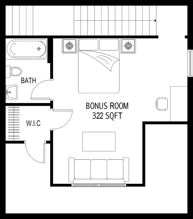 The 2D floor plan for Big Dog's bonus room.