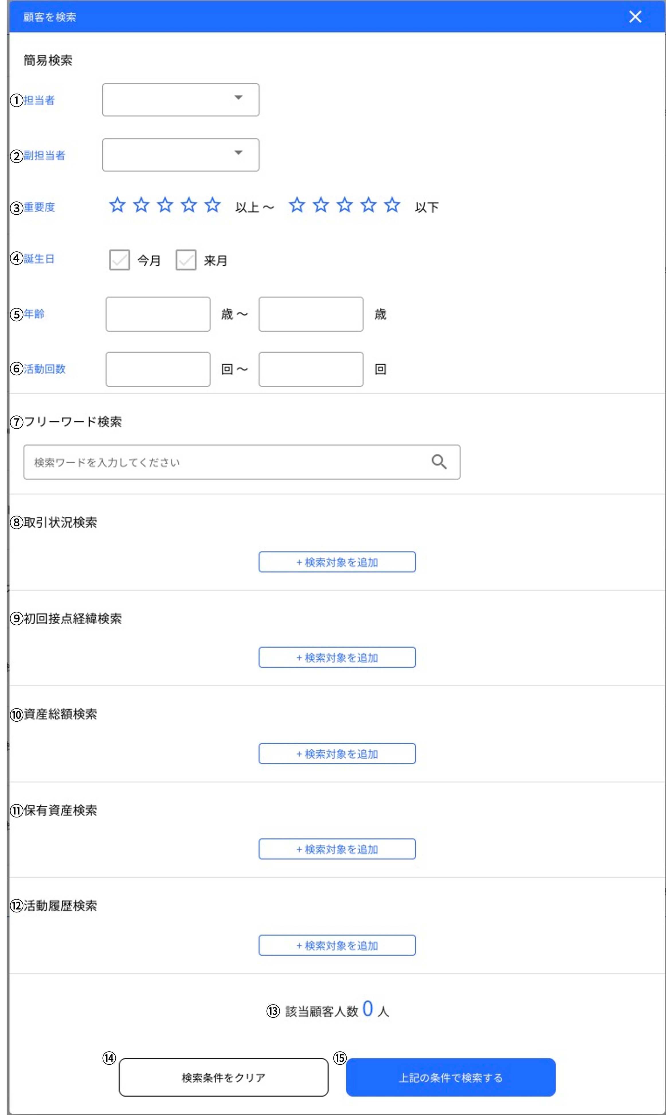 3.2.2詳細検索を行う 検索可能項目