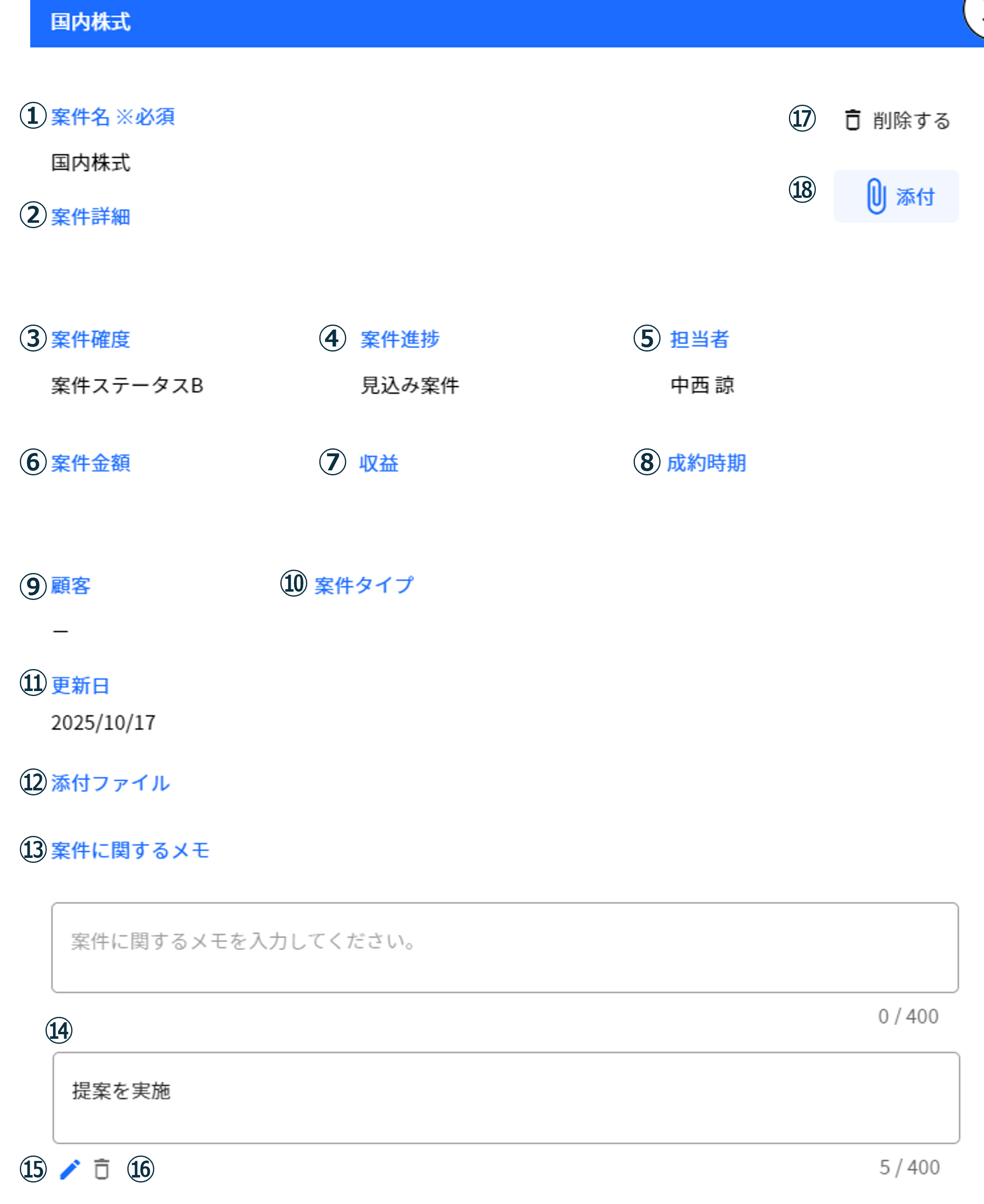 17.1.1 入力項目一覧