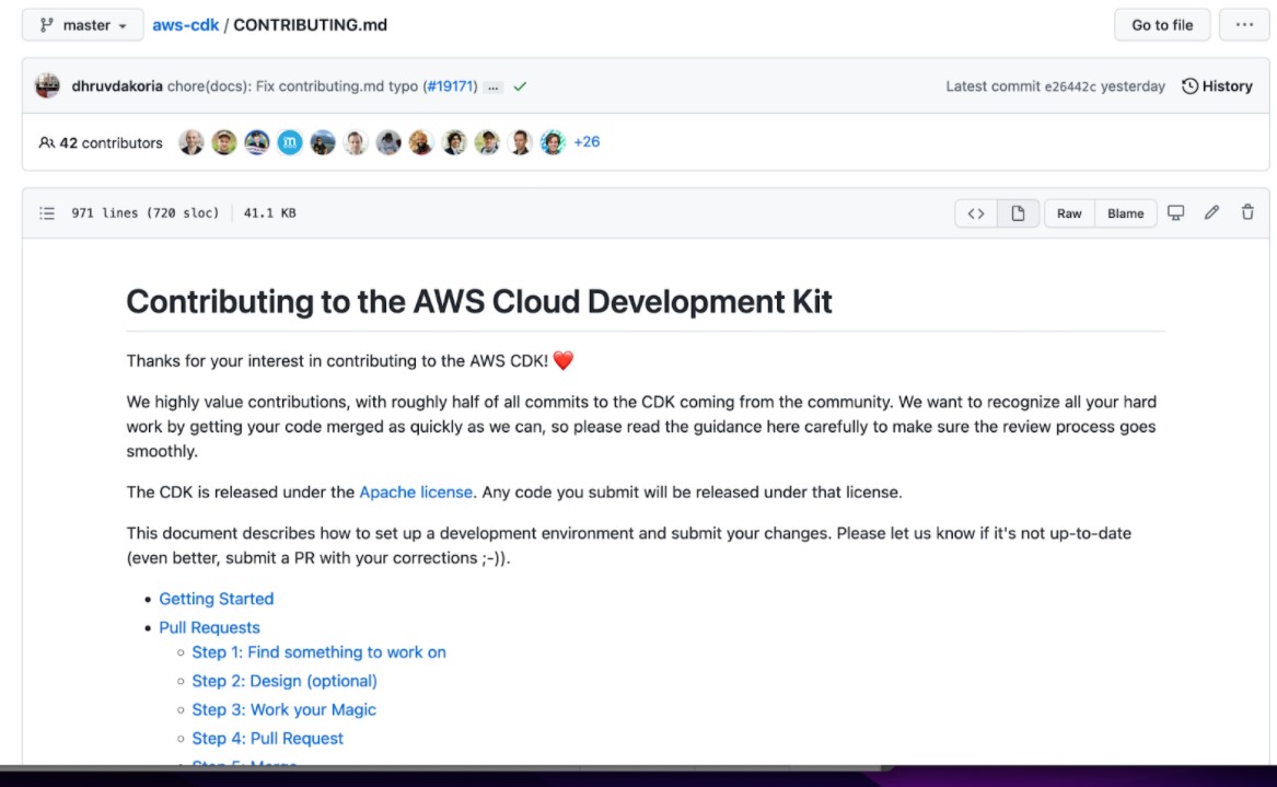 See an example from AWS CDK below: