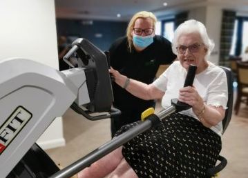 90-year-old Sheila Neville, fitness fanatic and resident at Belong Newcastle-under-Lyme