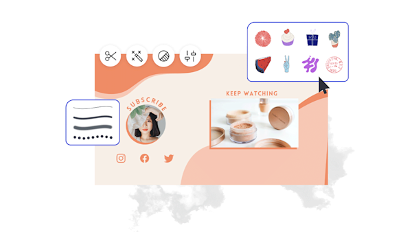 How to make an image for YouTube 1. Click a template or blank canvas you like, from the gallery above, and it'll appear in the Create editor.
2. Time to customize: change out the photos and graphics, if you like — add your own or choose a free image from our massive library.
3. Change the text and add text effects like drop shadows, outlines, or colors. You won't find text tools this good anywhere else.
4. Download your design. It's yours, free, forever. Whatcha gonna make next, design pro?