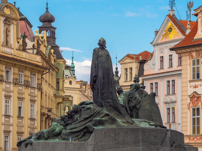 Prague-Czech-Republic-Jan-Hus-Memorial-on-Old-Town-Square