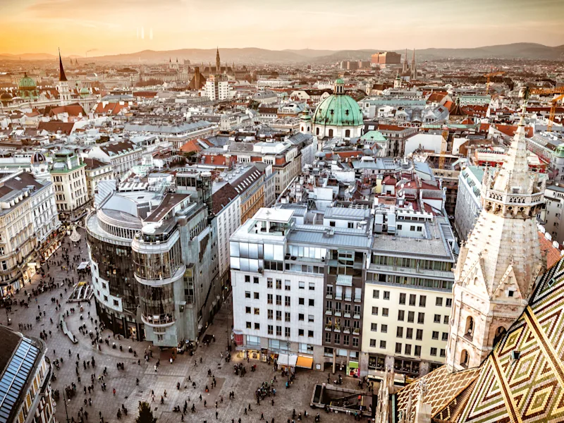 Vienna-at-sunset-aerial-view-from-above-the-city