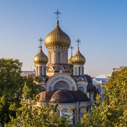 Aerial-morning-view-orthodox-Church-of-St.-Michael-and-St.-Constantine-Vilnius-old-town-Lithuania