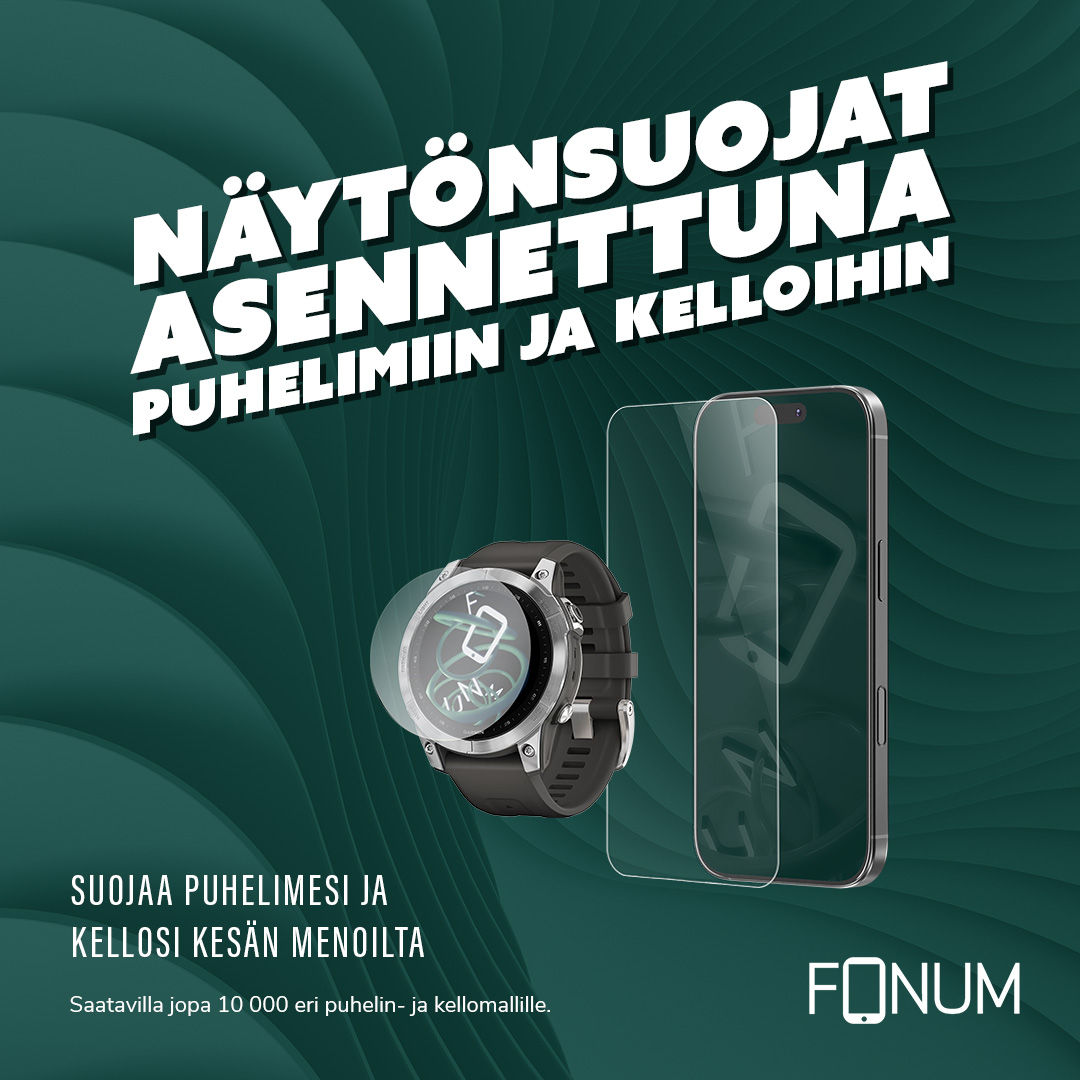 Elokuun kuukauden tuote: näytönsuojat asenettuna puhelimiin ja kelloihin