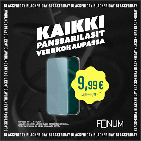 Fonum Black Week 2025: Kaikki panssarilasit verkkokaupassa 9,99 €