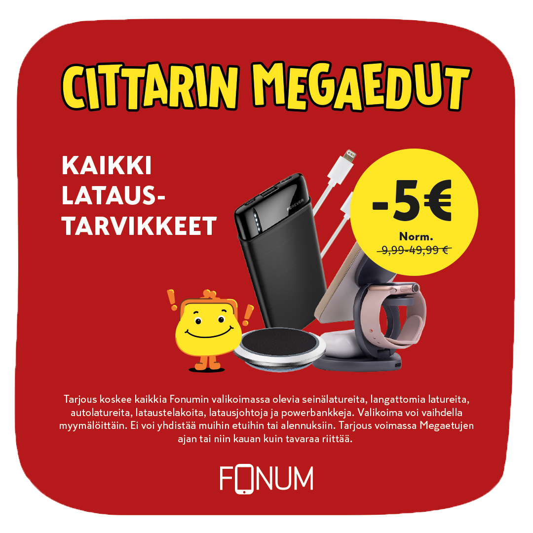 Cittarin Megaedut: kaikista lataustarvikkeista 5 euron alennus