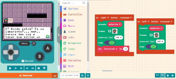 MakeCode Arcade fragmento codigo