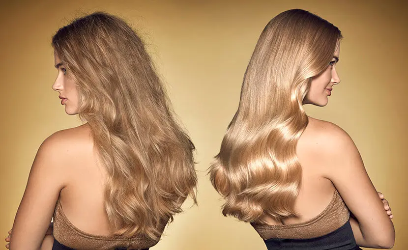 Chica con pelo rubio ondulado